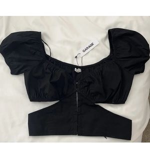 NWT Garage Side Cut Out/Corset Black Crop Top Size Small